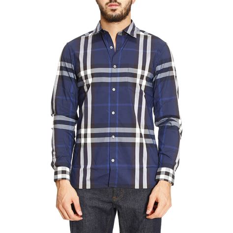 blue burberry collared shirt|Burberry collar shirt men's.